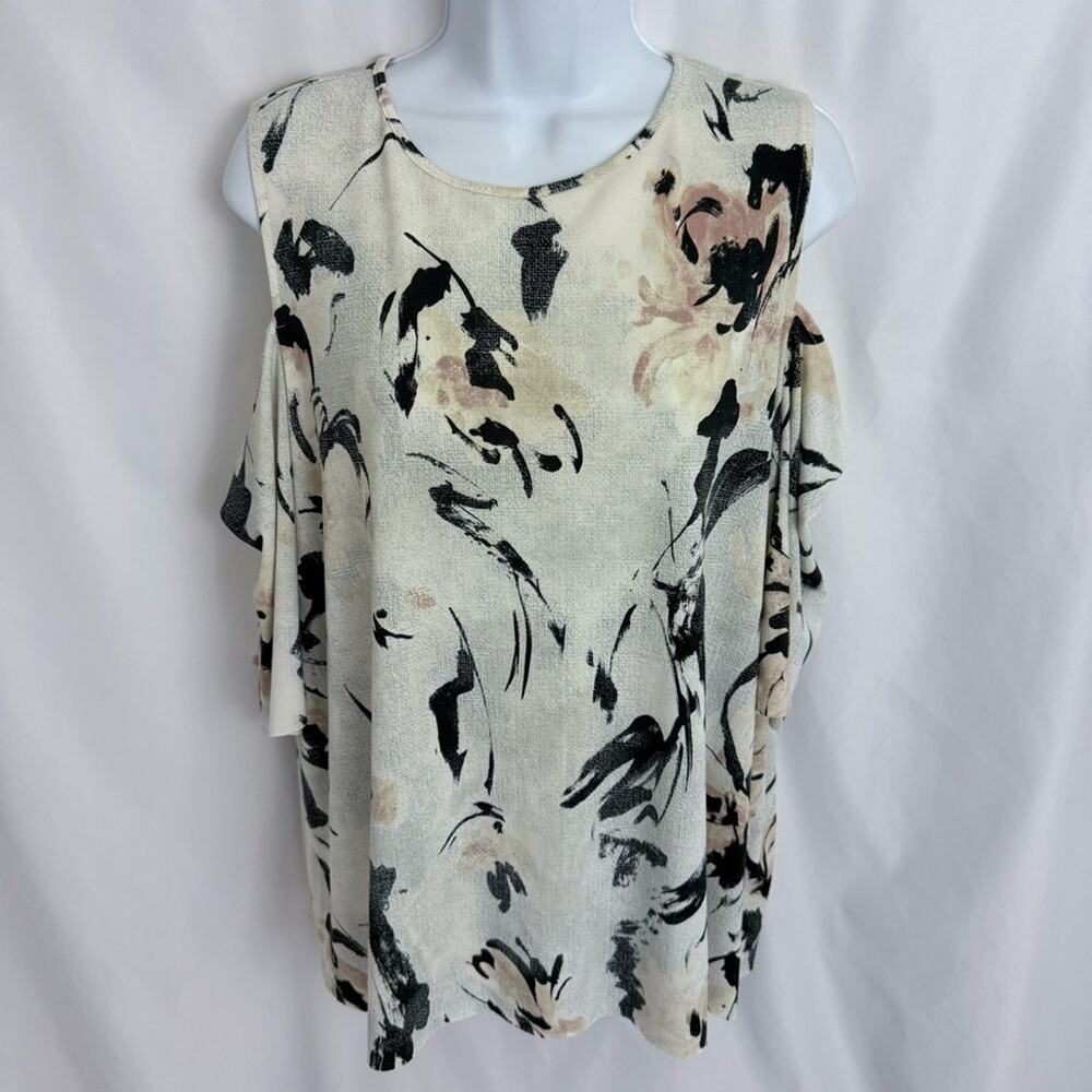 Worthington Open Shoulder Floral Blouse Size X-Large